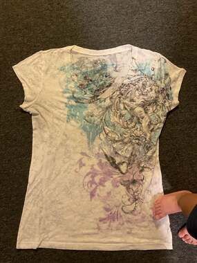 Stranded Y2K Grunge Graphic Burnout T-Shirt XL White Teal Purple